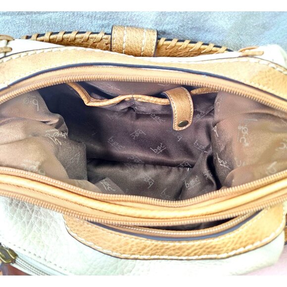 B.O.C Beige & Tan Vegan Leather Hobo Bag with Pockets 8 x 6 x 14 - Picture 6 of 13